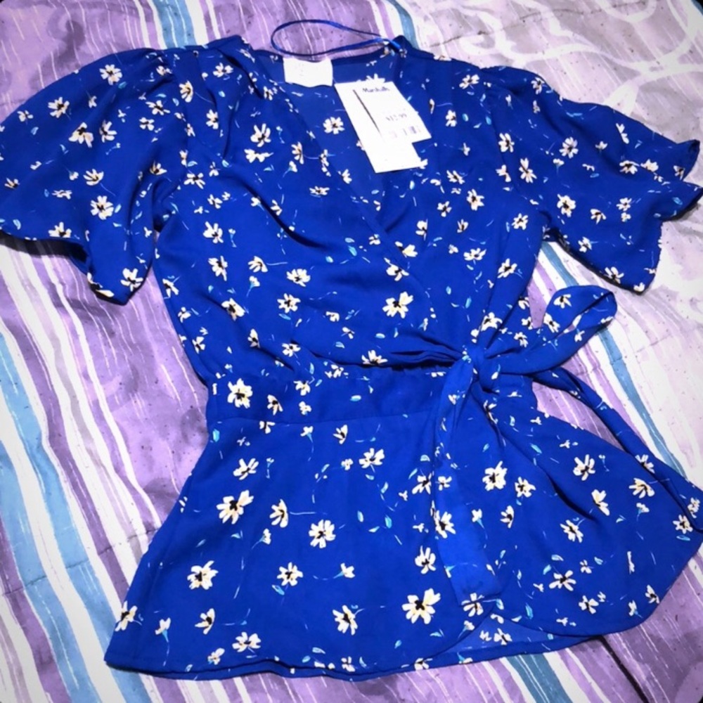Blue peplum blouse